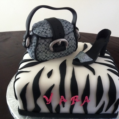 Zebra Cake With Coach Purse And Heel