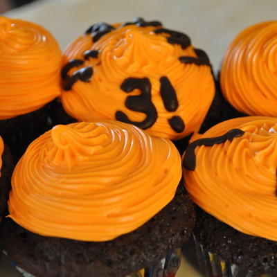 Bright Orange Construction Cupcakes