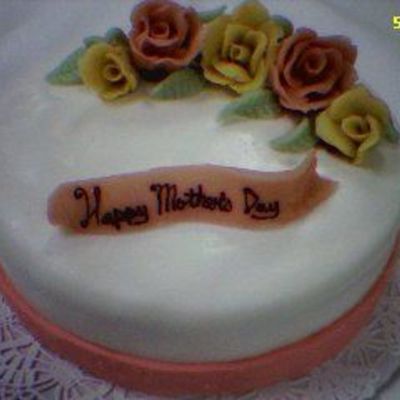 Mother's Day Cake With Rolled Fondant And Marzipan Roses