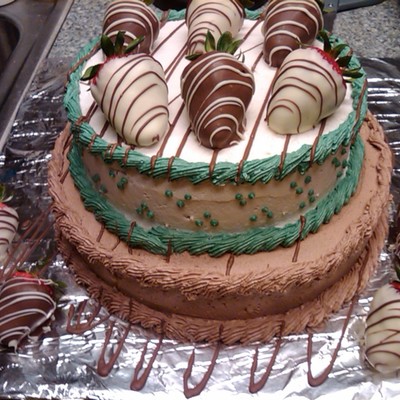 Cake With Chocolate Covered Strawberries