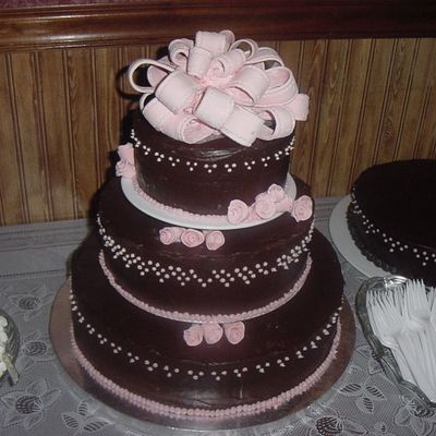 Chocolate And Pink Wedding Cake