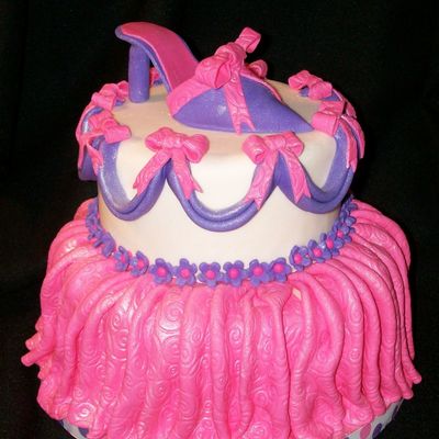 2 Tier Dummy Cake Covered Mmf And Gumpaste Shoe.