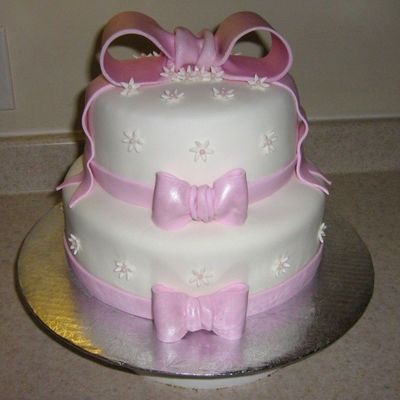 Pink Bow Wedding Cake