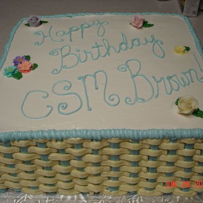 Square Basketweave W/royal Flowers