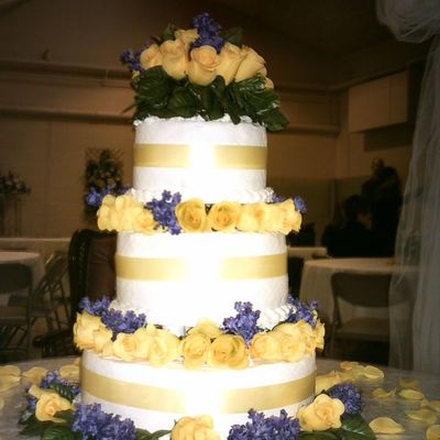 Yellow And Purple Stacked Cake