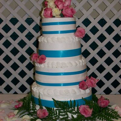 Hot Pink And Teal Wedding Cake