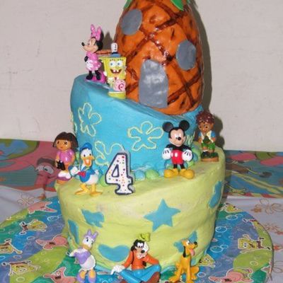 Austin's Spongebob/dora/diego/mickeymouseclubhouse Cake