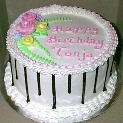 Roses, Ferns And Ganache Birthday Cake