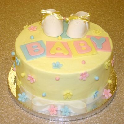 Baby Shower Cake With Booties