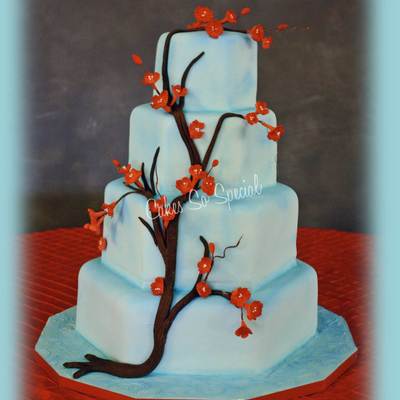 Red Cherry Blossoms And Blue Sky