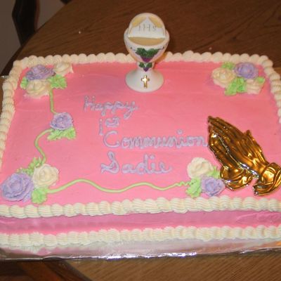Pink !st Communion Cake