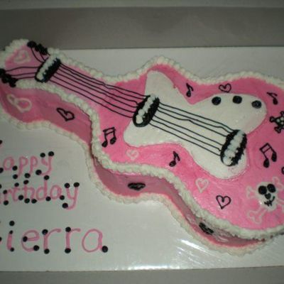 Pink Guitar With Skulls