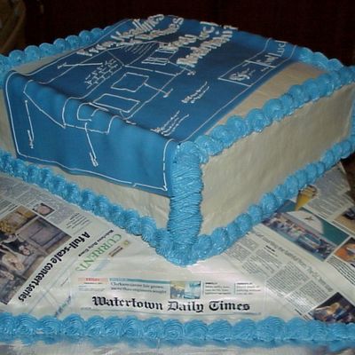 Newspaper And Blueprint Cake