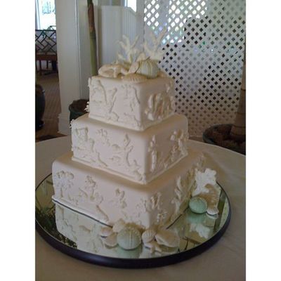 Large Coral Wedding Cake
