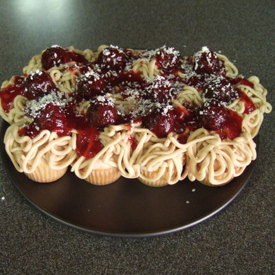 Spaghetti And Meatballs Cupcakes