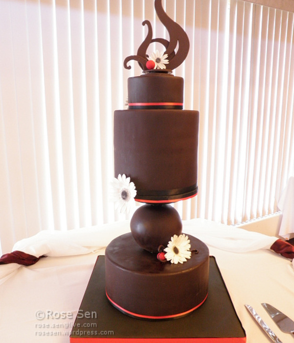 Modern Geometric Dark Chocolate Wedding Cake