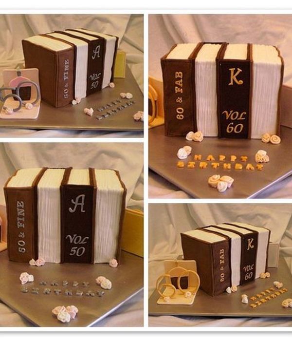 50 & 60Th Library Books Dual Cake