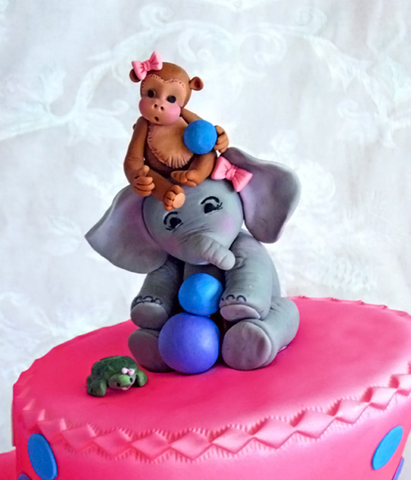 Zoo Theme Pink & Purple Birthday Cake