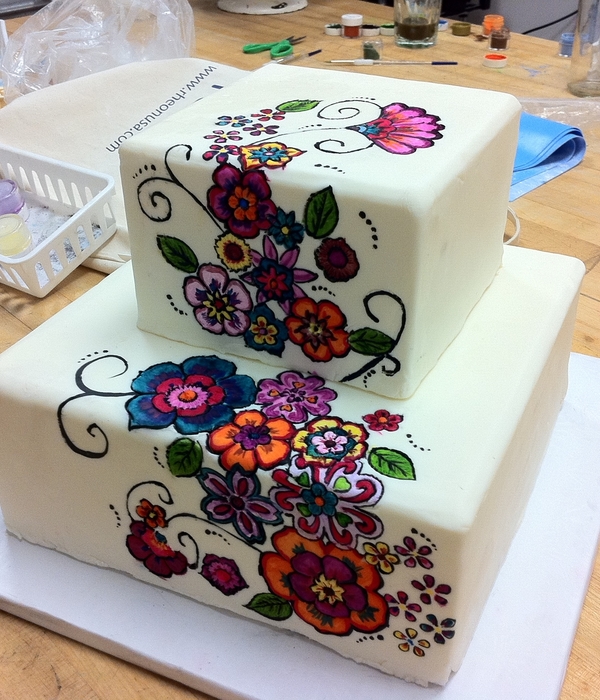 Folk Art Painted Cake