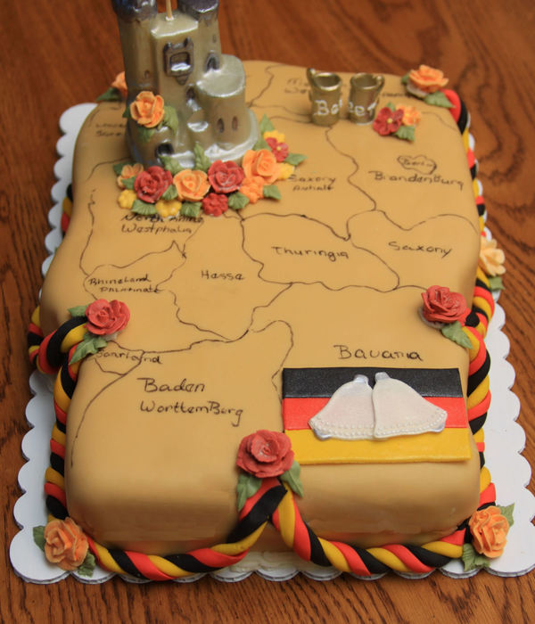 Bridal Shower Cake In The Shape Of Germany