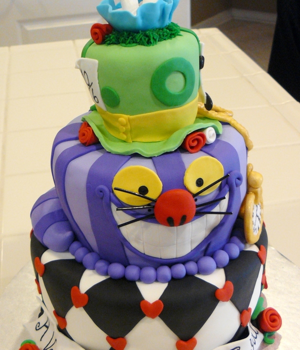 3 Tiered Alice In Wonderland Themed Cake