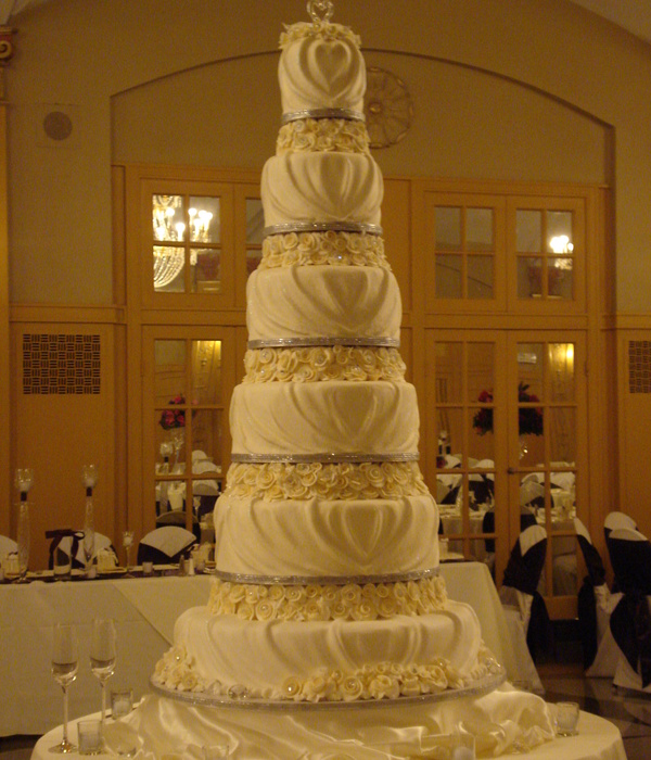 Buttercream Draped Six Tier Wedding Cake