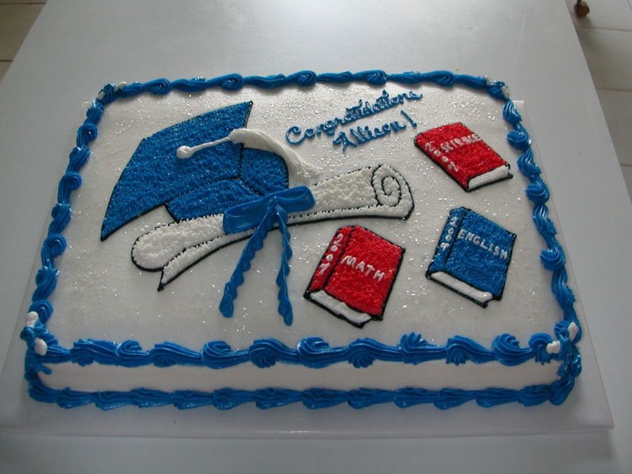 Graduation Cake, Red, White And Blue