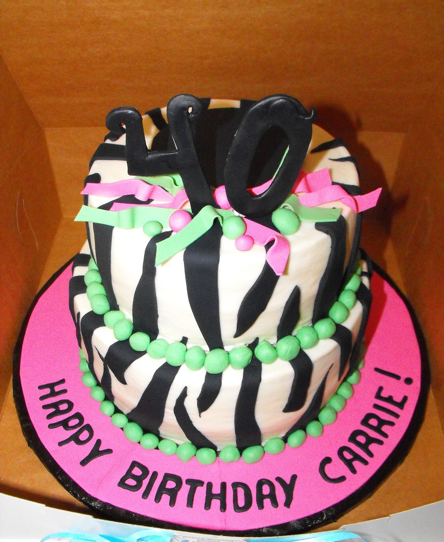 Zebra Print 40Th Birthday Cake - CakeCentral.com
