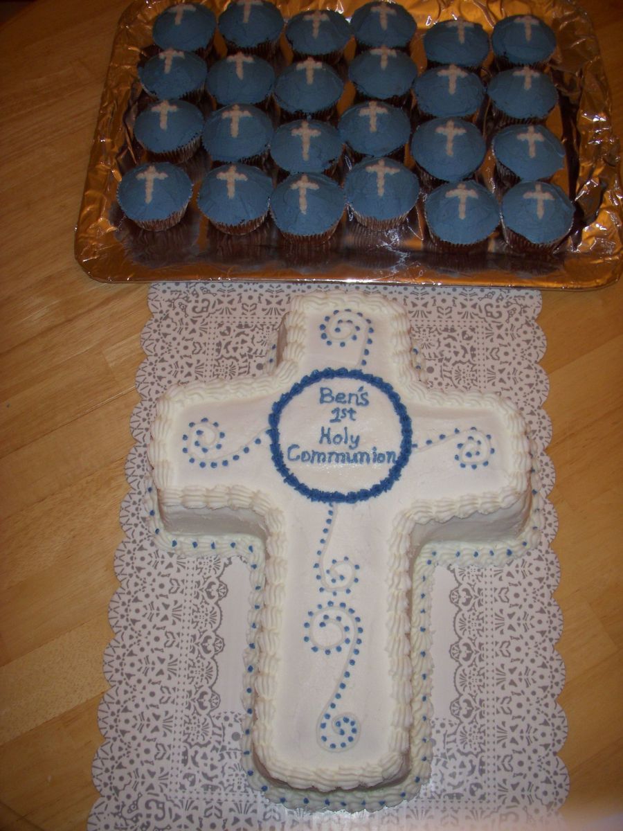 Boy's First Communion Cake & Cupcakes