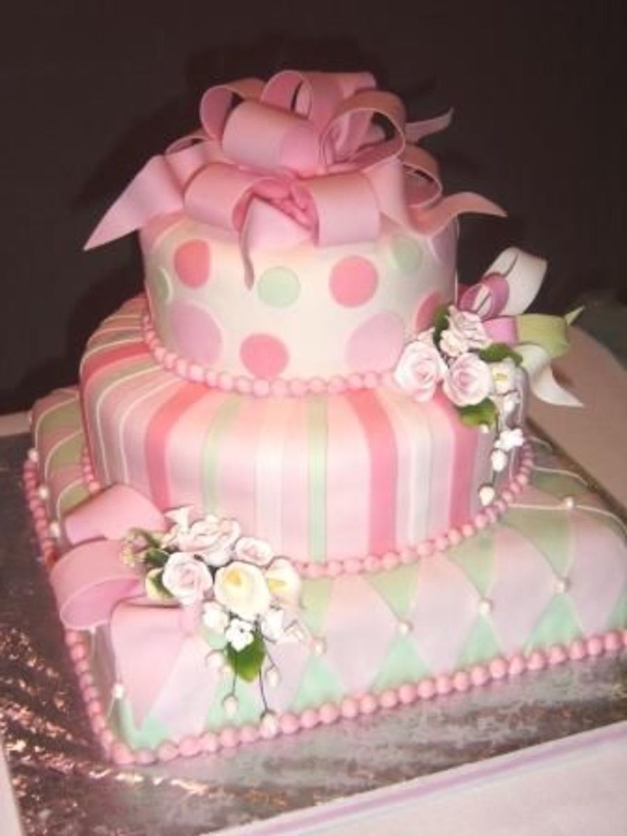 Pink And Green Birthday Cake