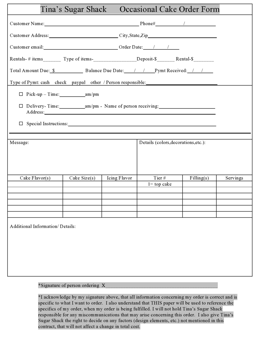Cake Order Form
