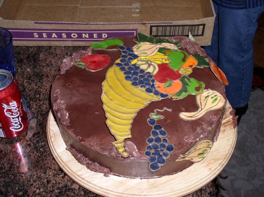 Thanksgiving Cornicopia Color Flow on Cake Central