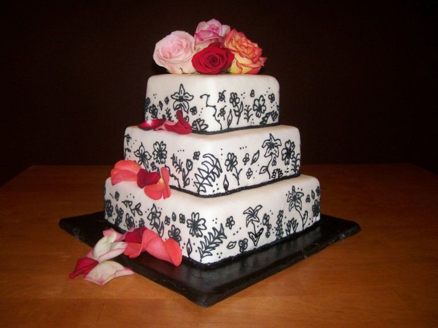 Black And White Square Cake