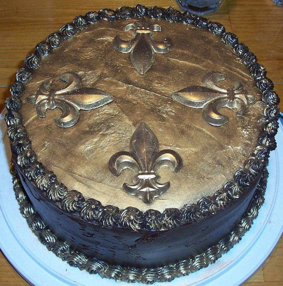 Gold Fleur De Lis Birthday Cake