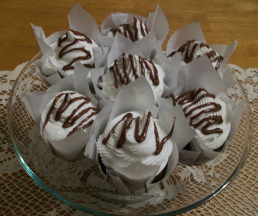 Chocolate Cupcakes In Parchment Paper Liners