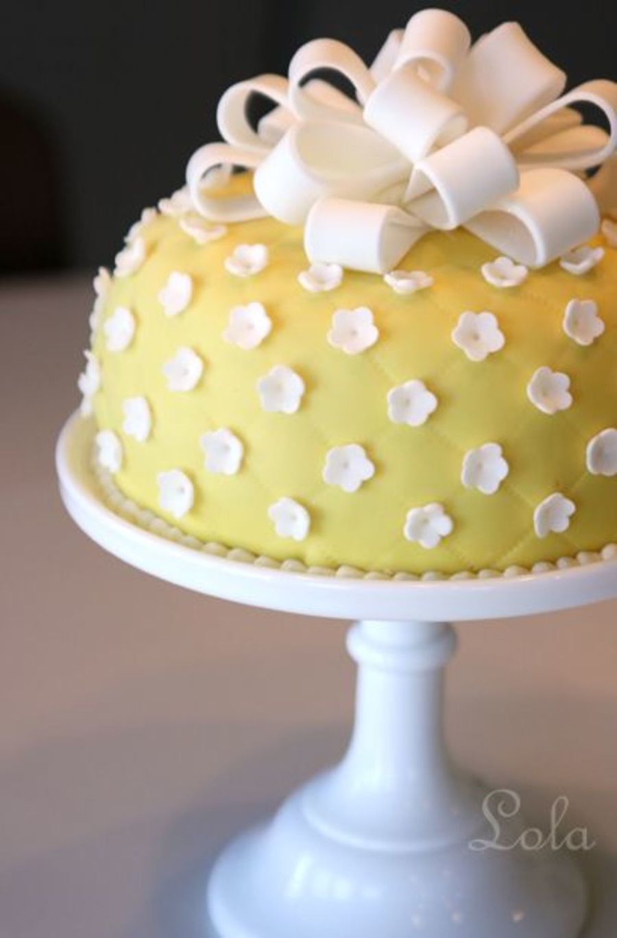 Yellow & White Round Fondant Cake