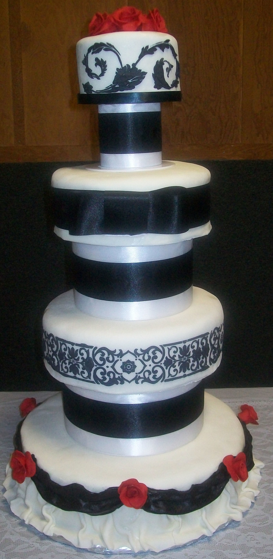 Black And White Stencil Wedding Cake