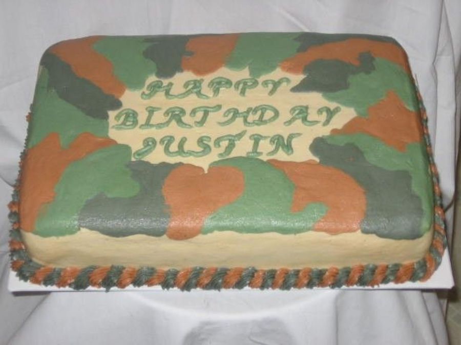 Camoflauge Birthday Cake - CakeCentral.com