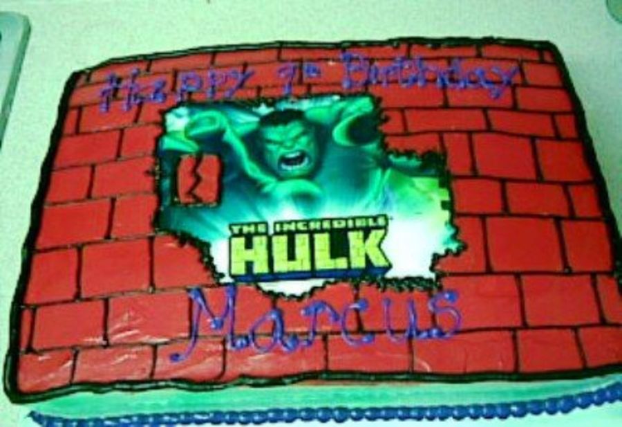 Incredible Hulk Brick Wall Cake