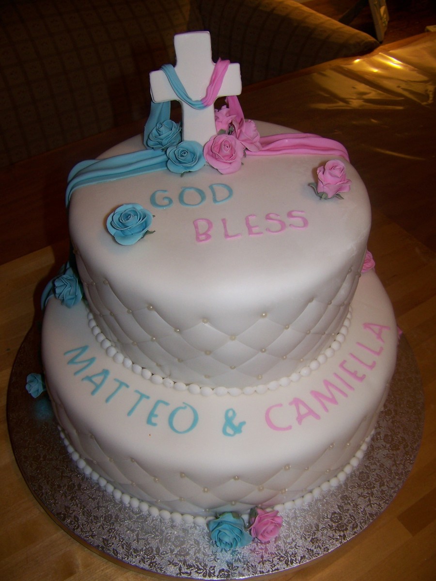 Baptism Cake For Twins