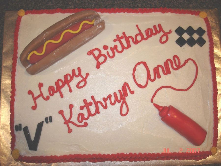 Hot Dog Ketchup Bottle Birthday Cake