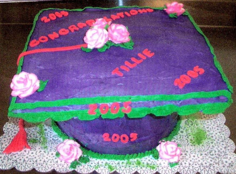 Purple Morter Cap Graduation Cake! - CakeCentral.com
