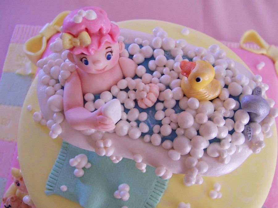 Baby In Bathtub Cake Topper