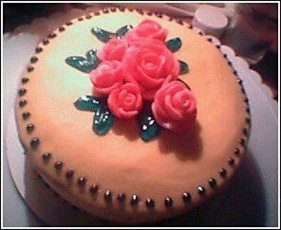 Small Art Deco Fondant Rose Cake - CakeCentral.com