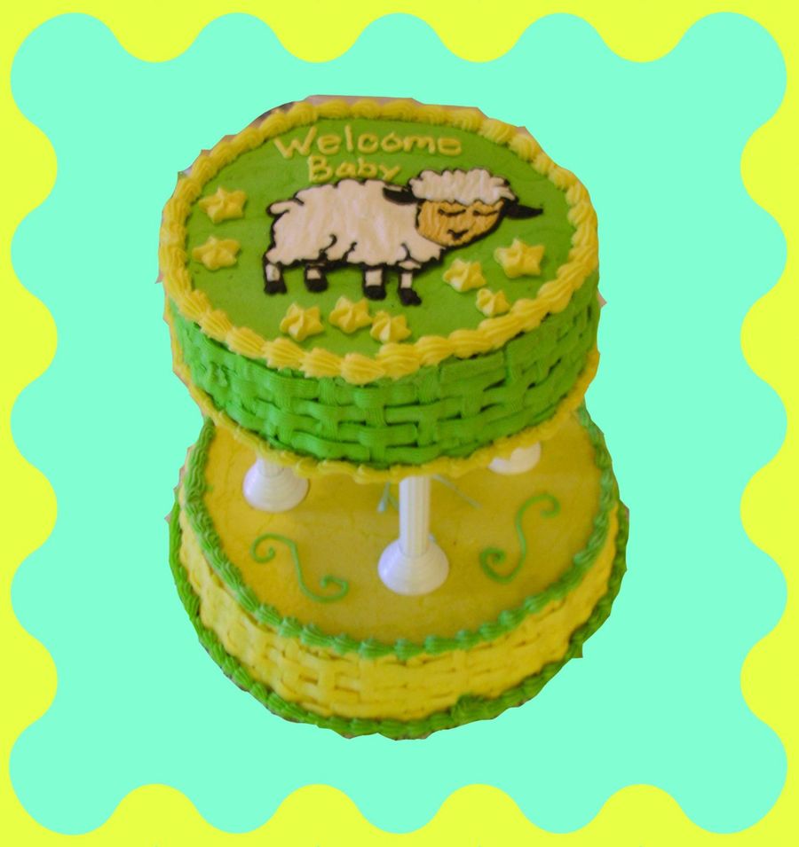 Lamb Theme Baby Shower Cake