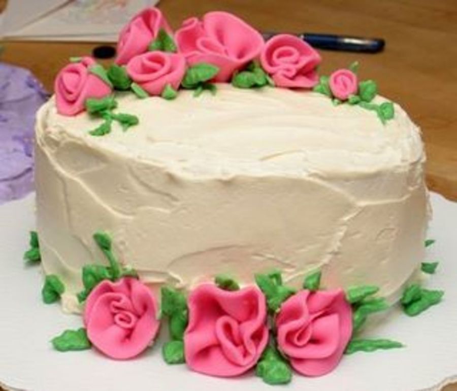 Fondant Roses Birthday Cake