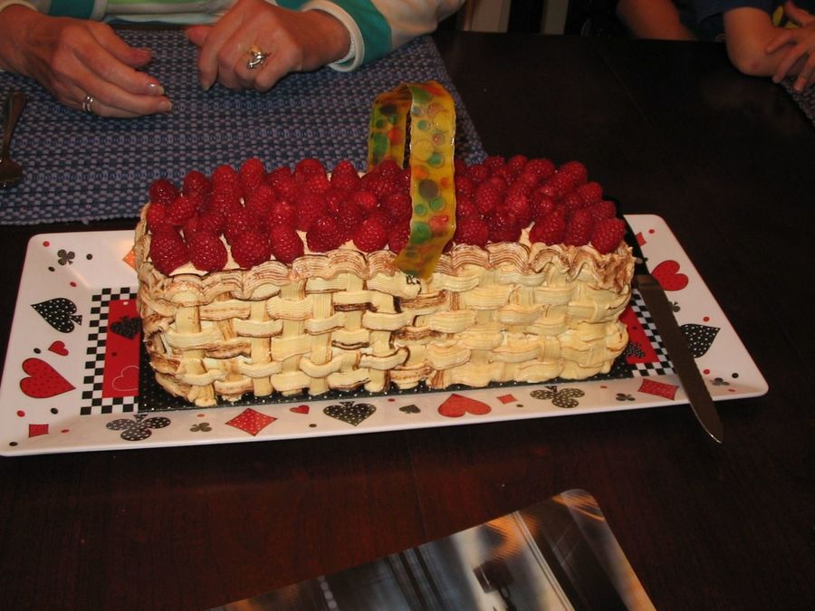 Raspberry Basket Checkerboard Loaf Cake