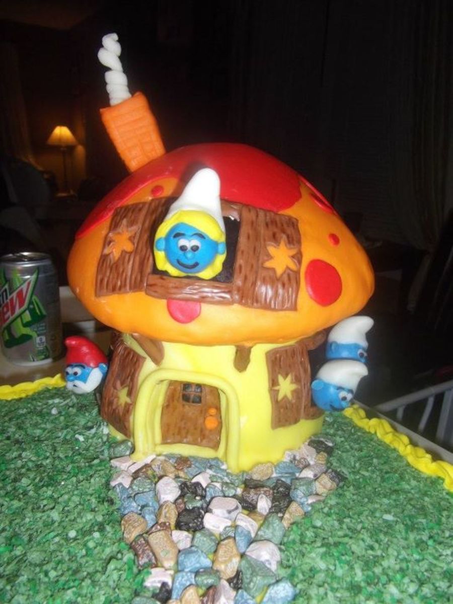 Smurf House Cake