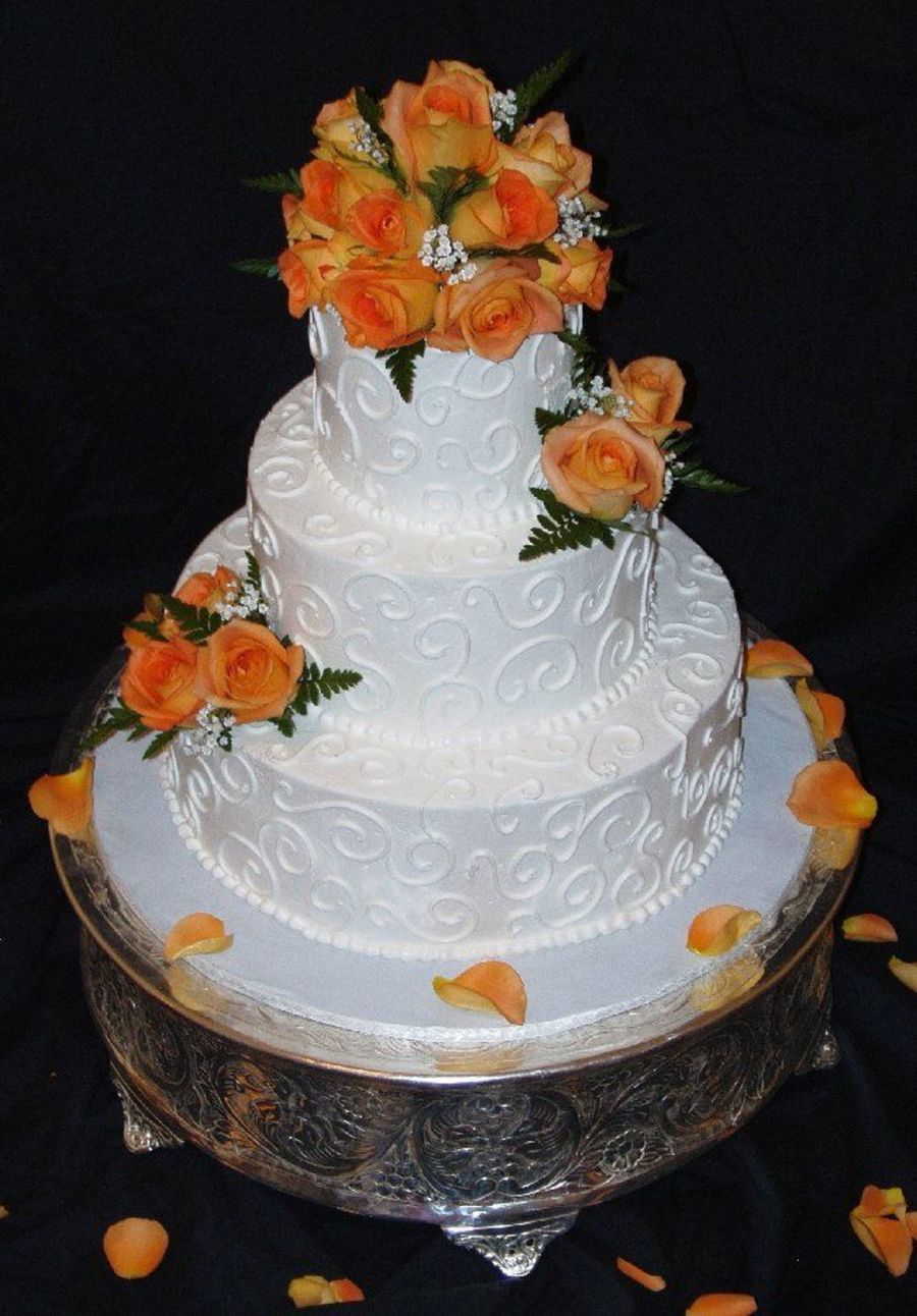 Buttercream With Swirls And Fresh Roses