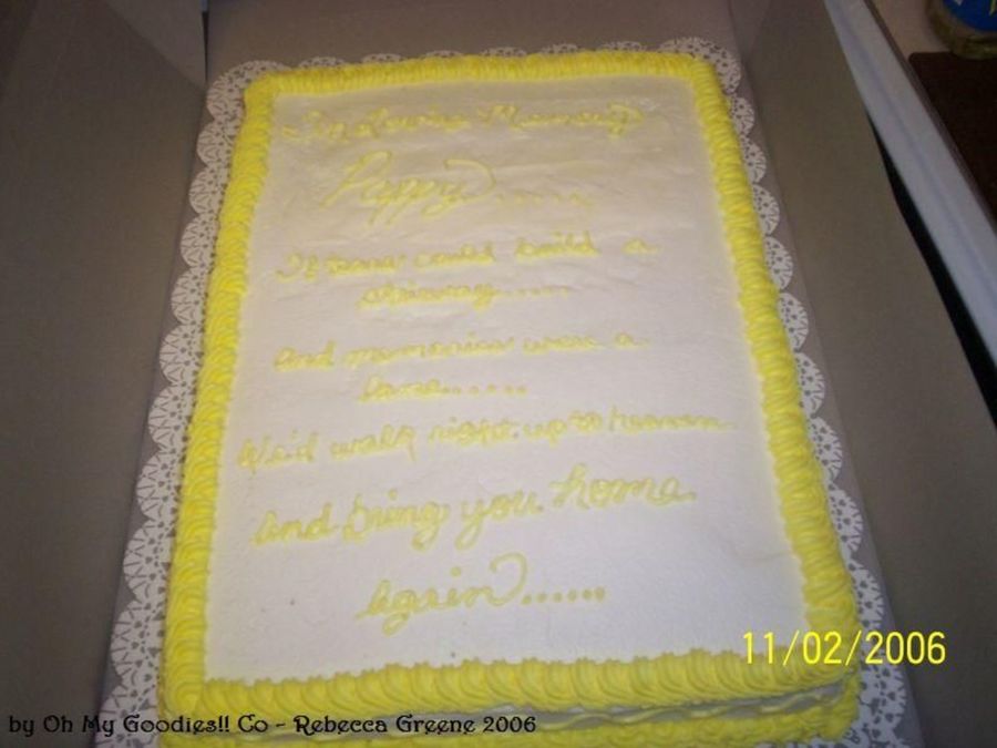 Funeral Reception Cake